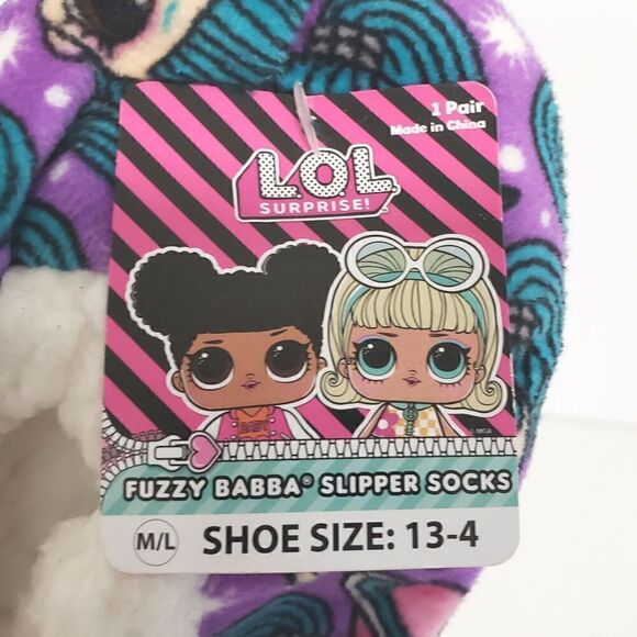 Girls' L.O.L. Surprise! Fuzzy Babba Slipper Socks Size M/L ( Shoe Size 13-4)/New - Picture 2 of 6